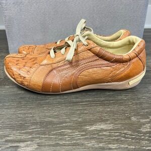 Verthali Ostrich Leather Sneaker Shoes‎ Mens 7.5 Womens 9 Brown Exotic Handmade